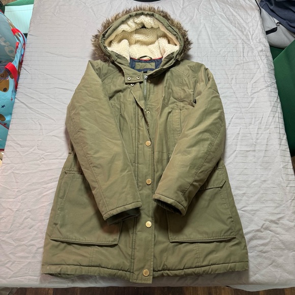 Tommy Hilfiger Jackets & Blazers - Tommy Hilfiger Womens Faux Fur Trim Hood Snap Button Parka Jacket Olive Large